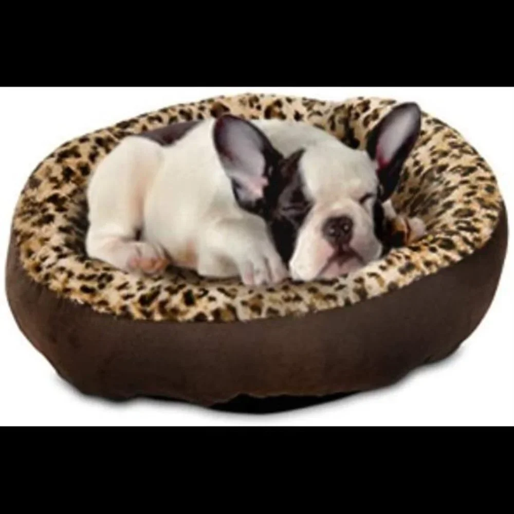 Pet Round Animal Print Pet Bed for Small Dogs and Cats 18-inch by 18-inch